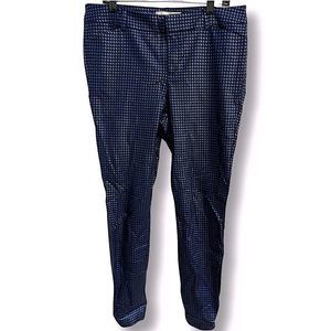 Old Navy Pixie Pants Blue and Black Shiny Houndstooth Stretch Size 14 Tall